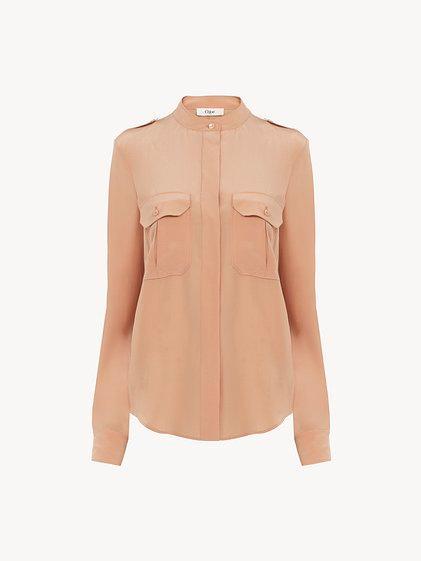 Classic utilitarian blouse in crêpe de chine Product Image