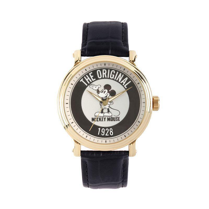 Mens Disney Mickey Mouse Gold Vintage Alloy Watch Black Product Image