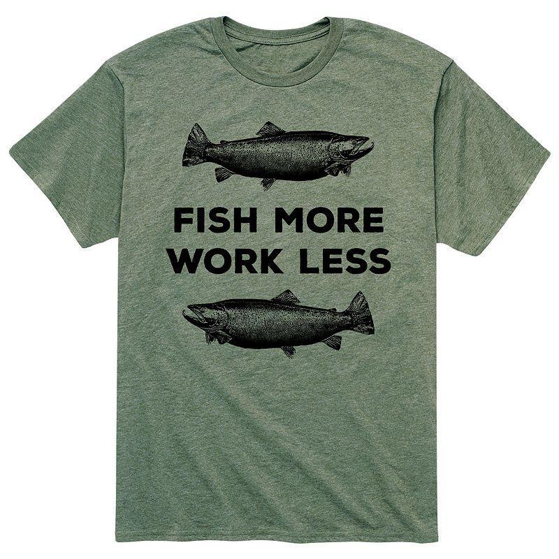 Mens Fish More Work Less Tee Green Product Image