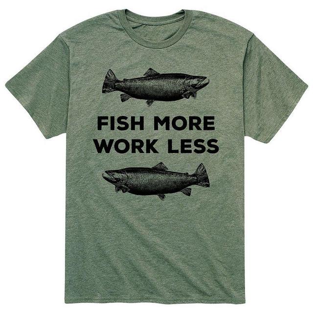 Mens Fish More Work Less Tee Green Product Image