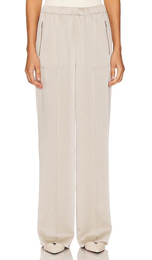 Shiny Zip-Trim Wide-Leg Pull-On Pants Product Image