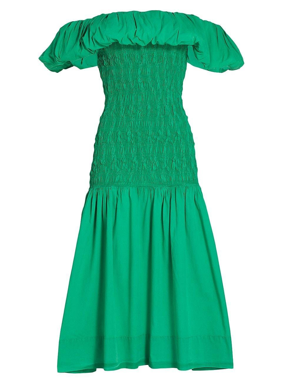 Womens Juni Smocked Off-The-Shoulder Midi-Dress Product Image