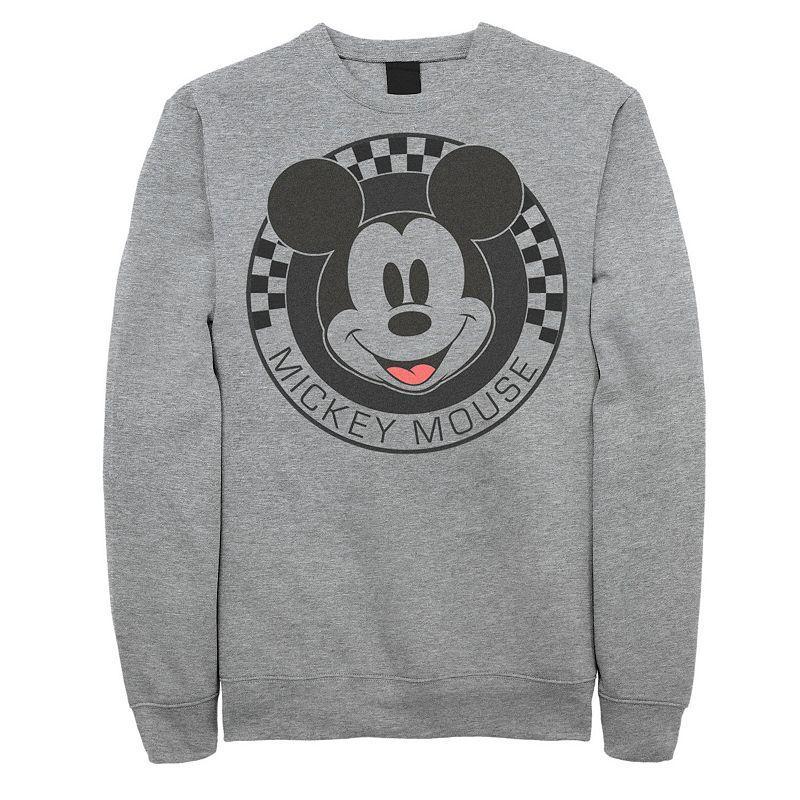 Mens Disneys Mickey And Friends Mickey Mouse Checkerboard Circle Sweatshirt Athletic Grey Product Image