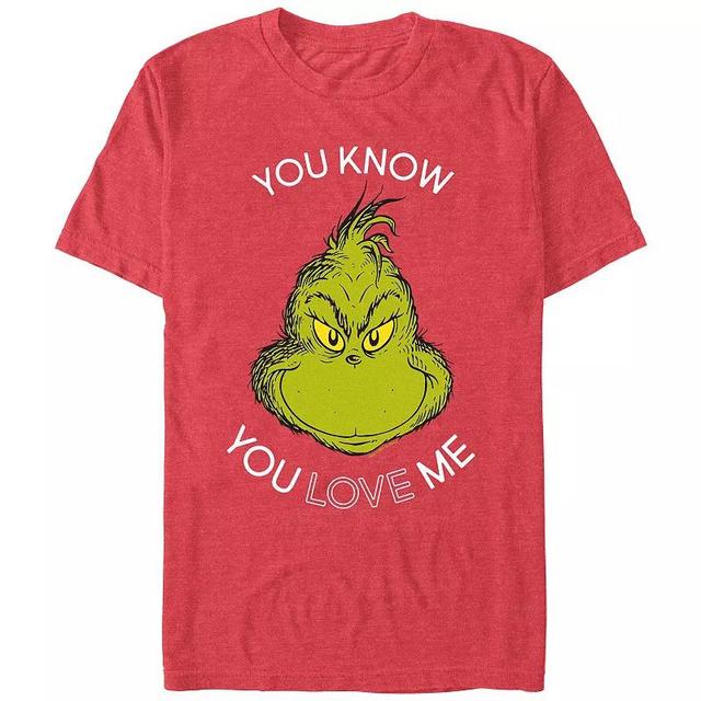 Big & Tall Dr. Seuss Grinch You Know You Love Me Graphic Tee, Mens Red Grey Product Image