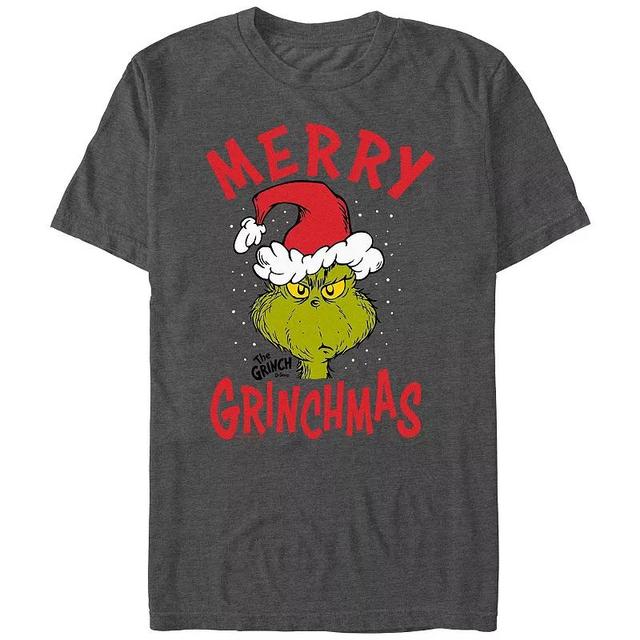 Big & Tall Dr. Seuss The Grinch Merry Christmas Graphic Tee, Mens Athletic Grey Product Image