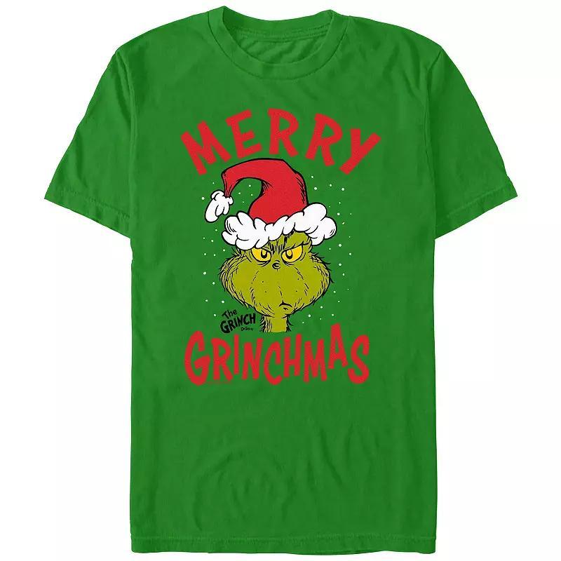 Big & Tall Dr. Seuss The Grinch Merry Christmas Graphic Tee, Mens Athletic Grey Product Image