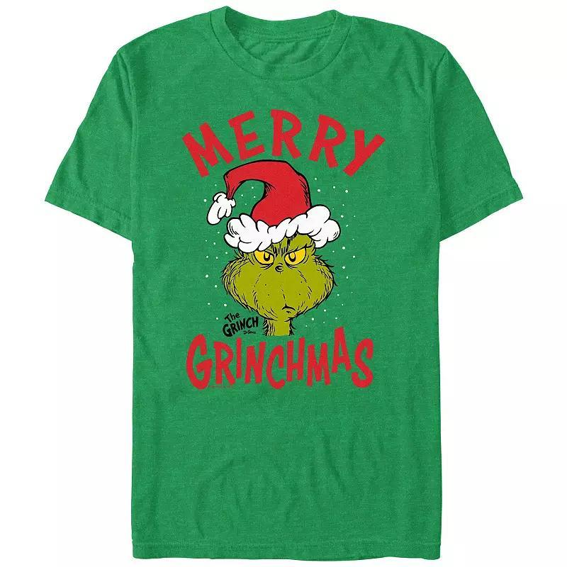 Big & Tall Dr. Seuss The Grinch Merry Christmas Graphic Tee, Mens Athletic Grey Product Image