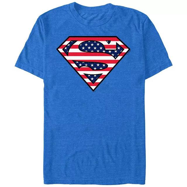 Mens Super Man USA Flag Logo Graphic Tee Royal Grey Product Image