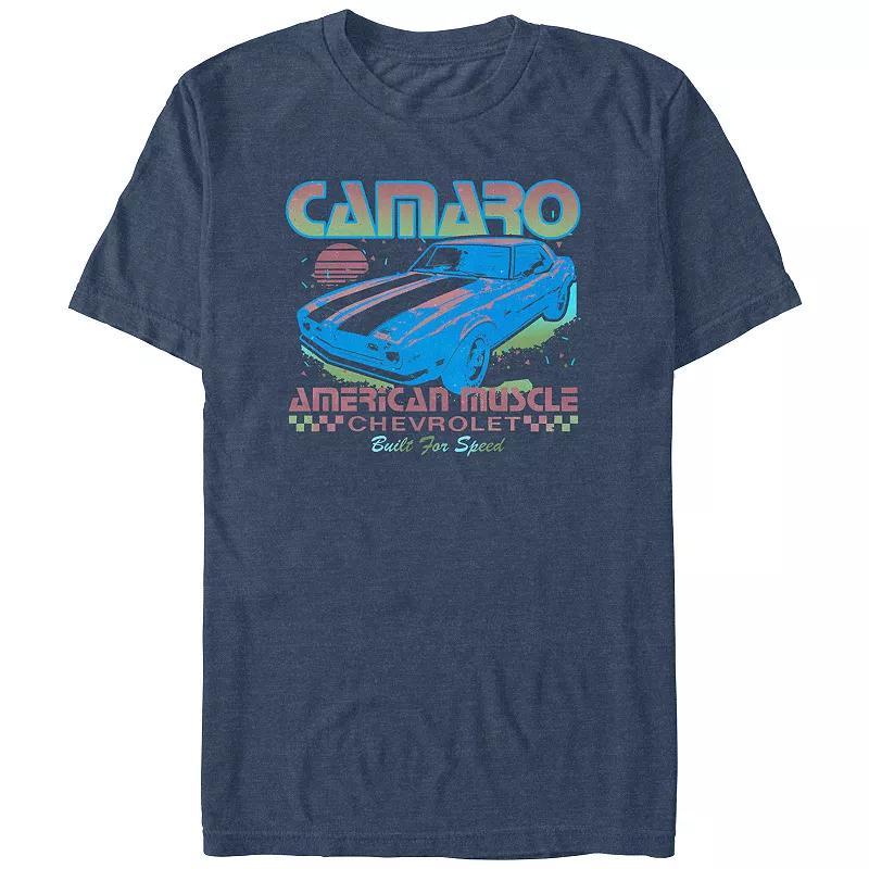 Mens Chevrolet Camaro Built For Speed Graphic Tee Navy Grey Product Image