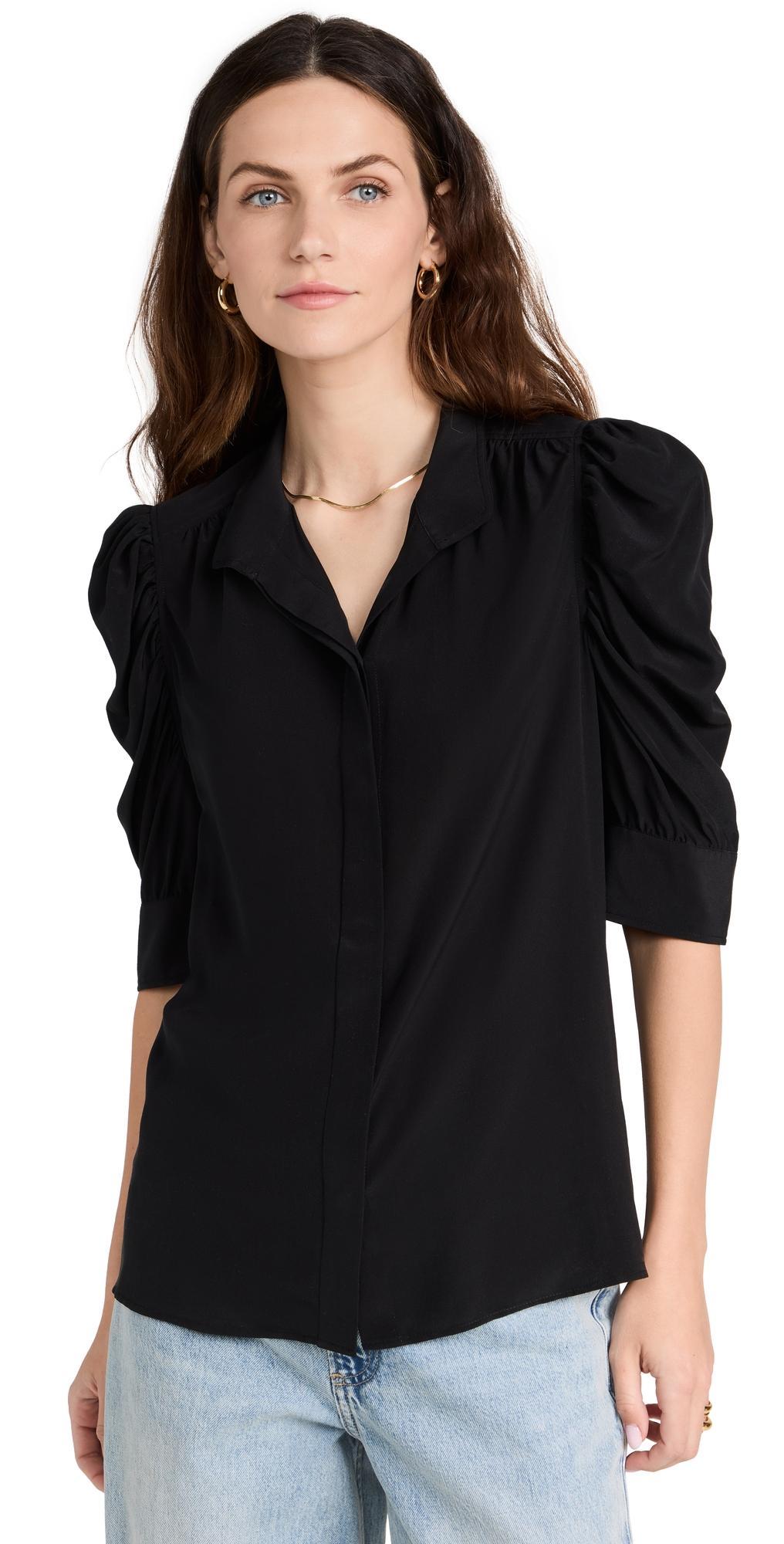 FRAME Gillian Puff Sleeve Silk Blouse Product Image