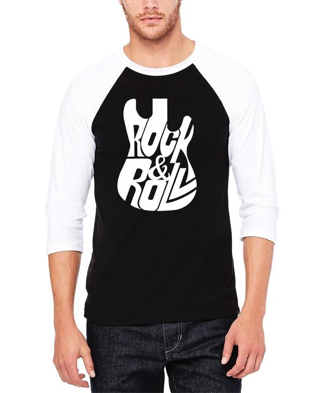 La Pop Art Rock And Roll Guitar - Mens Raglan Baseball Word Art T-Shirt Product Image