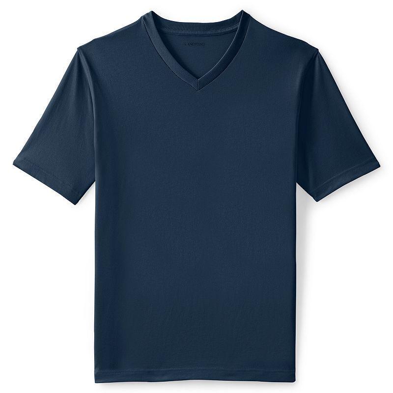 Mens Lands End Super-T V-Neck Tee Evening Blue Product Image