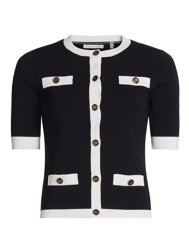 Womens Nalida Contrast Short-Sleeve Cardigan Product Image