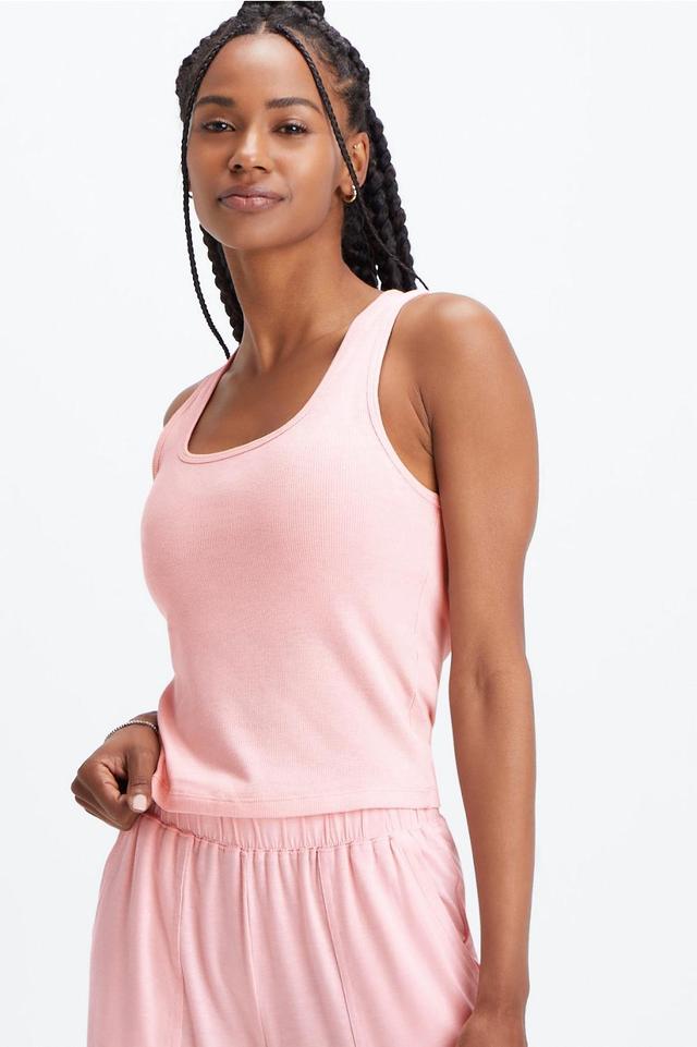 Fabletics RestoreKnit Ribbed Tank Womens pink Size L Product Image