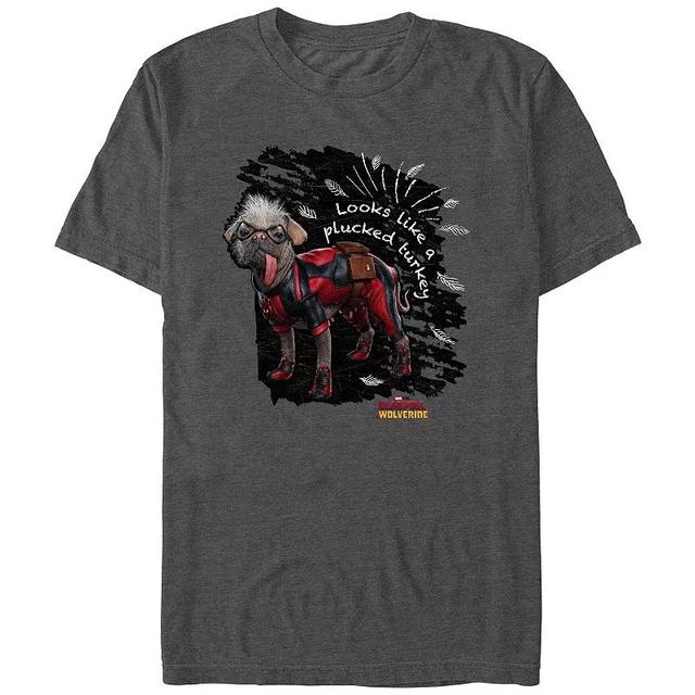 Mens Deadpool And Wolverine Dogpool Plucked Turkey Graphic Tee Grey Heather Product Image