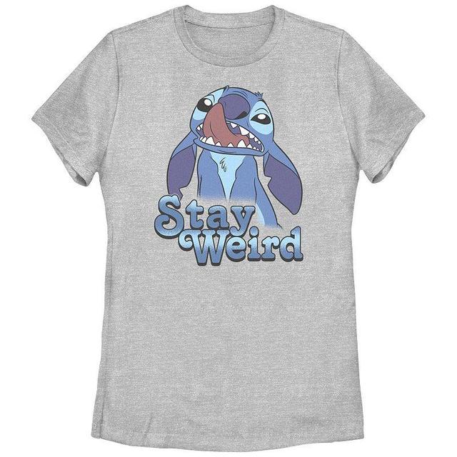 Disneys Lilo & Stitch Womens Stay Weird Stitch Tee, Girls Athletic Grey Product Image