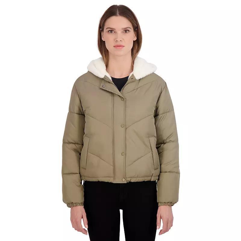 Juniors Sebby Cozy Lined Heavyweight Puffer Jacket, Womens Green Product Image