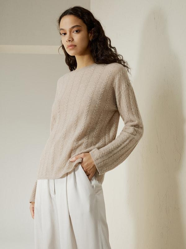 Semi-Sheer Cable-knit Cashmere Sweater product image