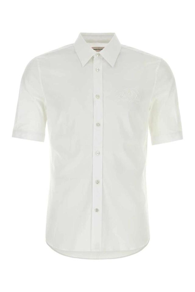 Short Sleeved Buttoned Shirt In White Product Image