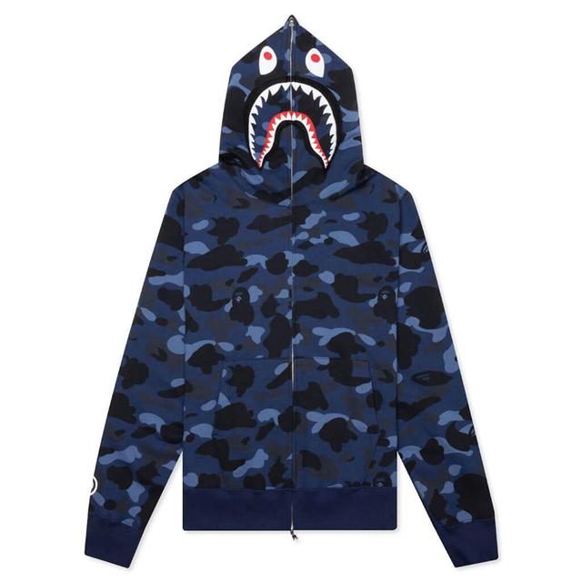 Camo Shark Full Zip Hoodie - Navy Male Product Image