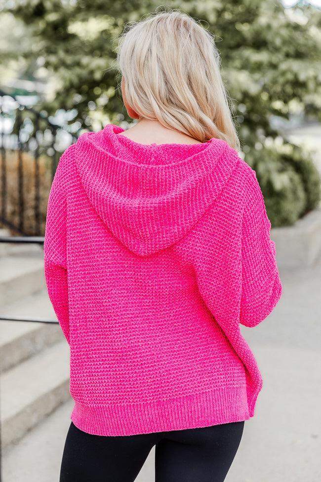 Found Your Love Hot Pink Chenille Oversized Hoodie Product Image