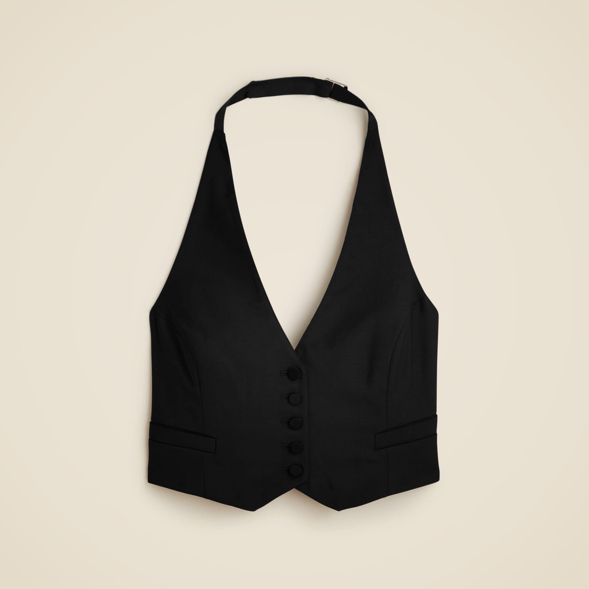 Collection open-back vest in Italian tuxedo wool Product Image