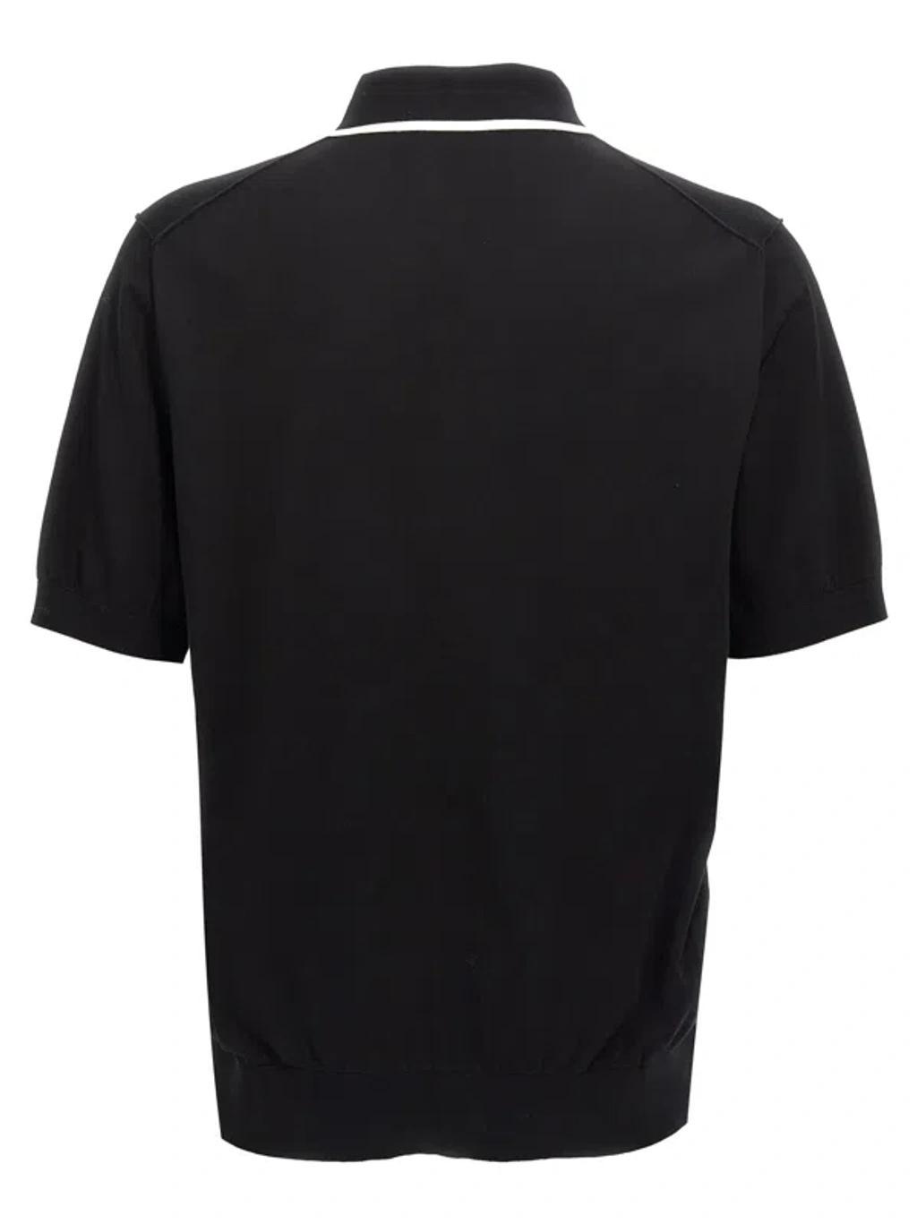 Cotton Polo-shirt With Dg Logo Embroidery In Black   Product Image