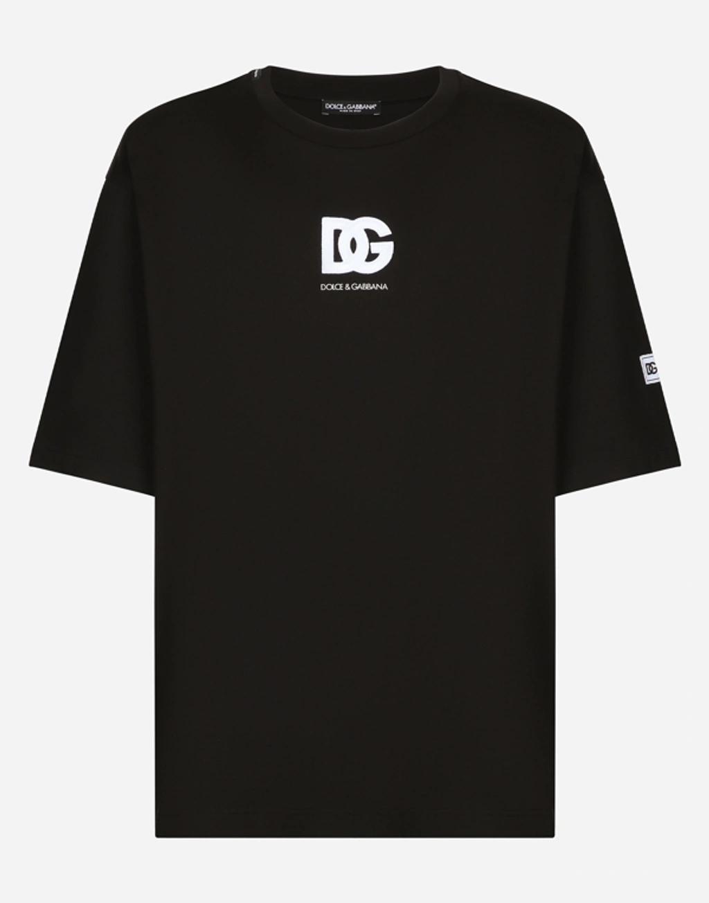 Short-sleeved T-shirt With Dg Logo Patch In Black Product Image