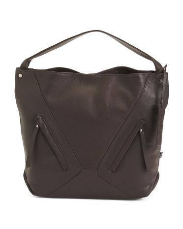 Leather Medium Hobo With Front Pockets And Wide Strap for Women Product Image