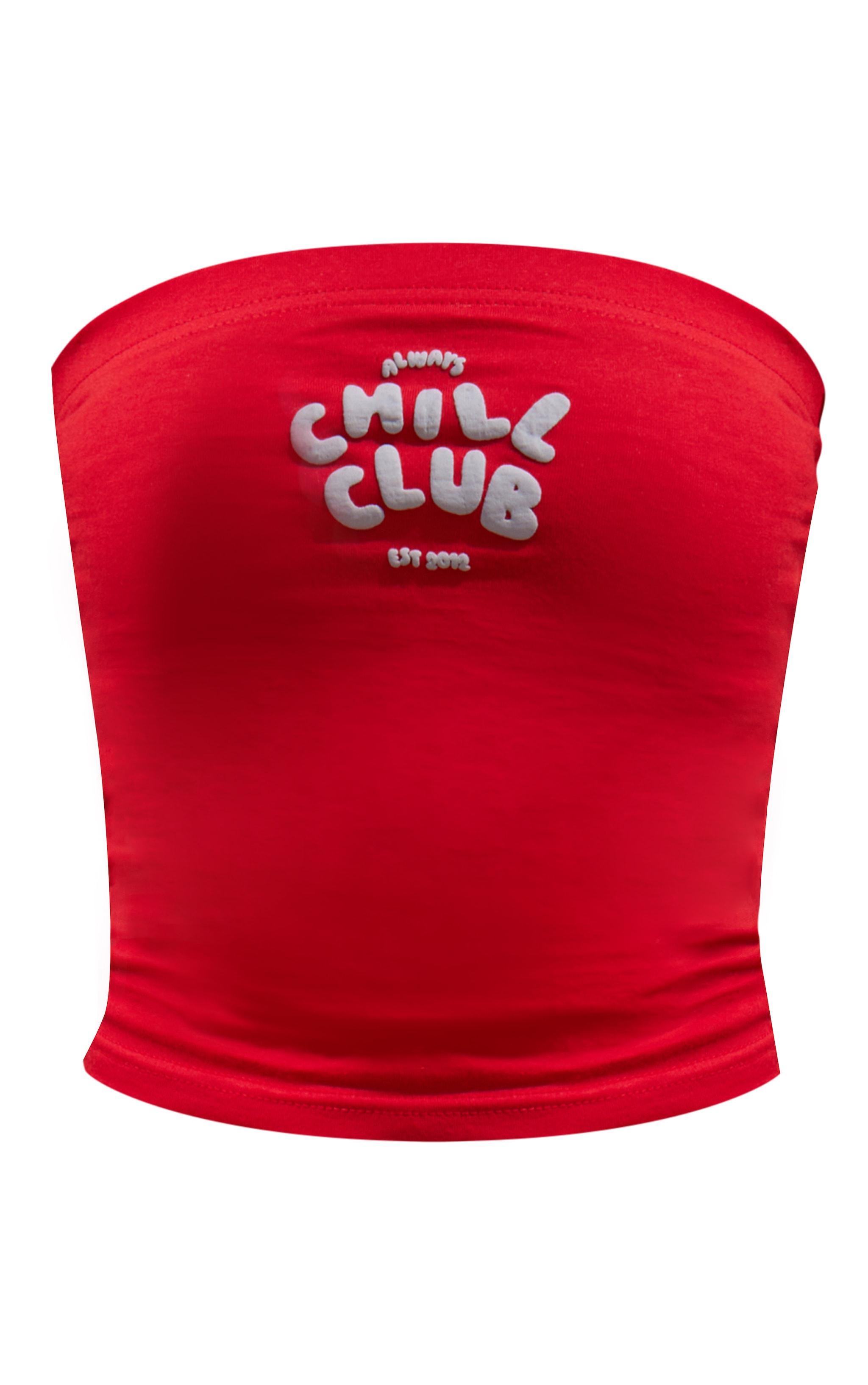 Ruby Red Chill Club Puff Print Cotton Bandeau Top Product Image