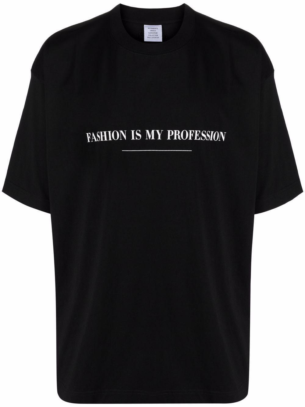 Slogan-print Cotton T-shirt In Black Product Image