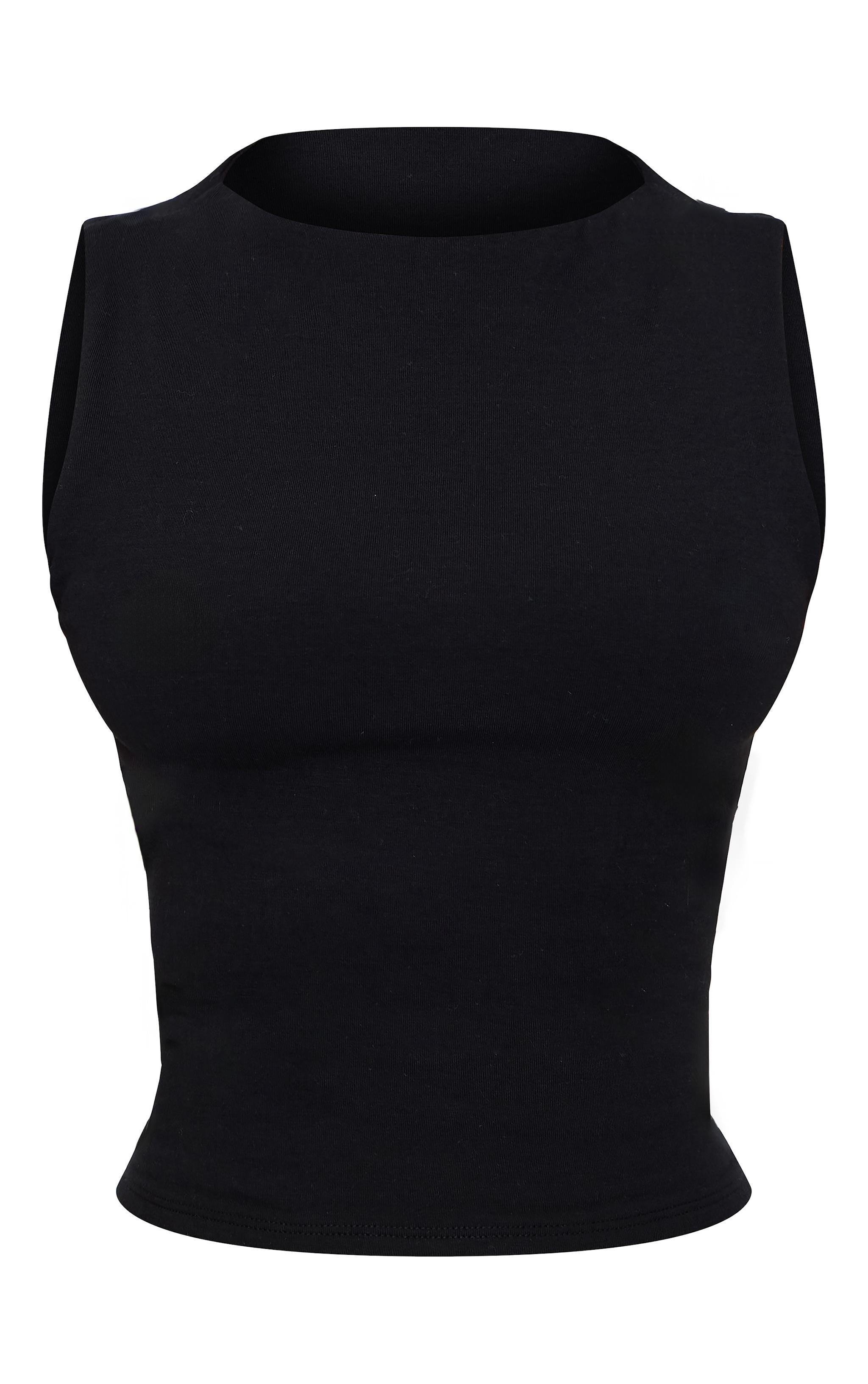 Petite Black Contour Jersey Sleeveless Longline Top Product Image