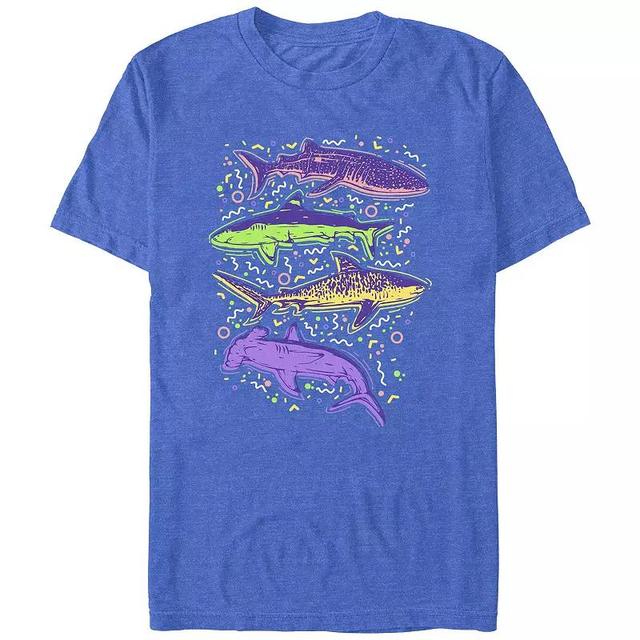 Mens Colorful Sharks And Doodles Graphic Tee Product Image