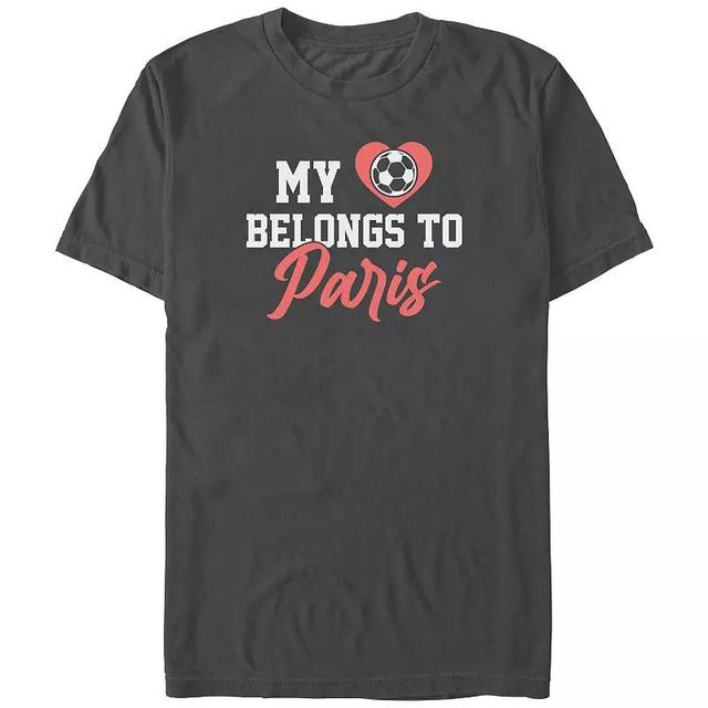 Mens My Heart Belongs To Paris Soccer Graphic Tee Grey Product Image