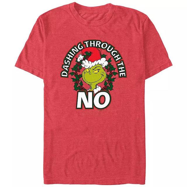 Big & Tall Dr. Seuss Grinch Dashing Through The No Graphic Tee, Mens Red Grey Product Image