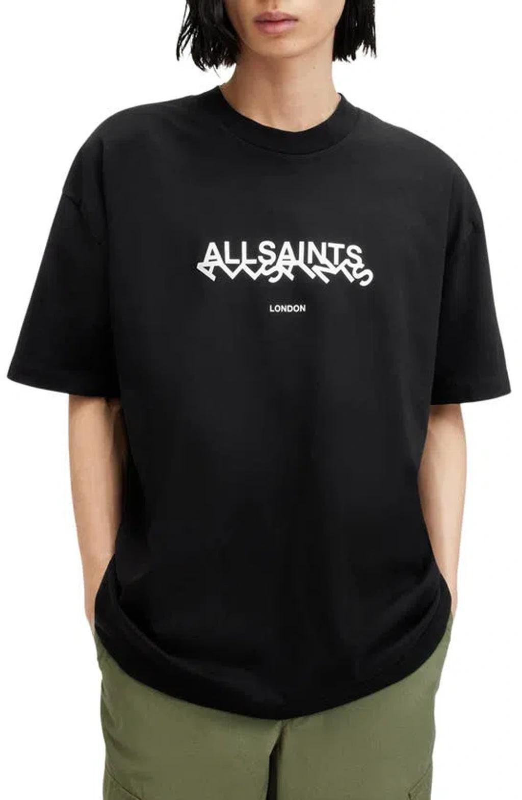 Slanted Logo Oversized Crew Neck T-shirt In Jet Black Product Image