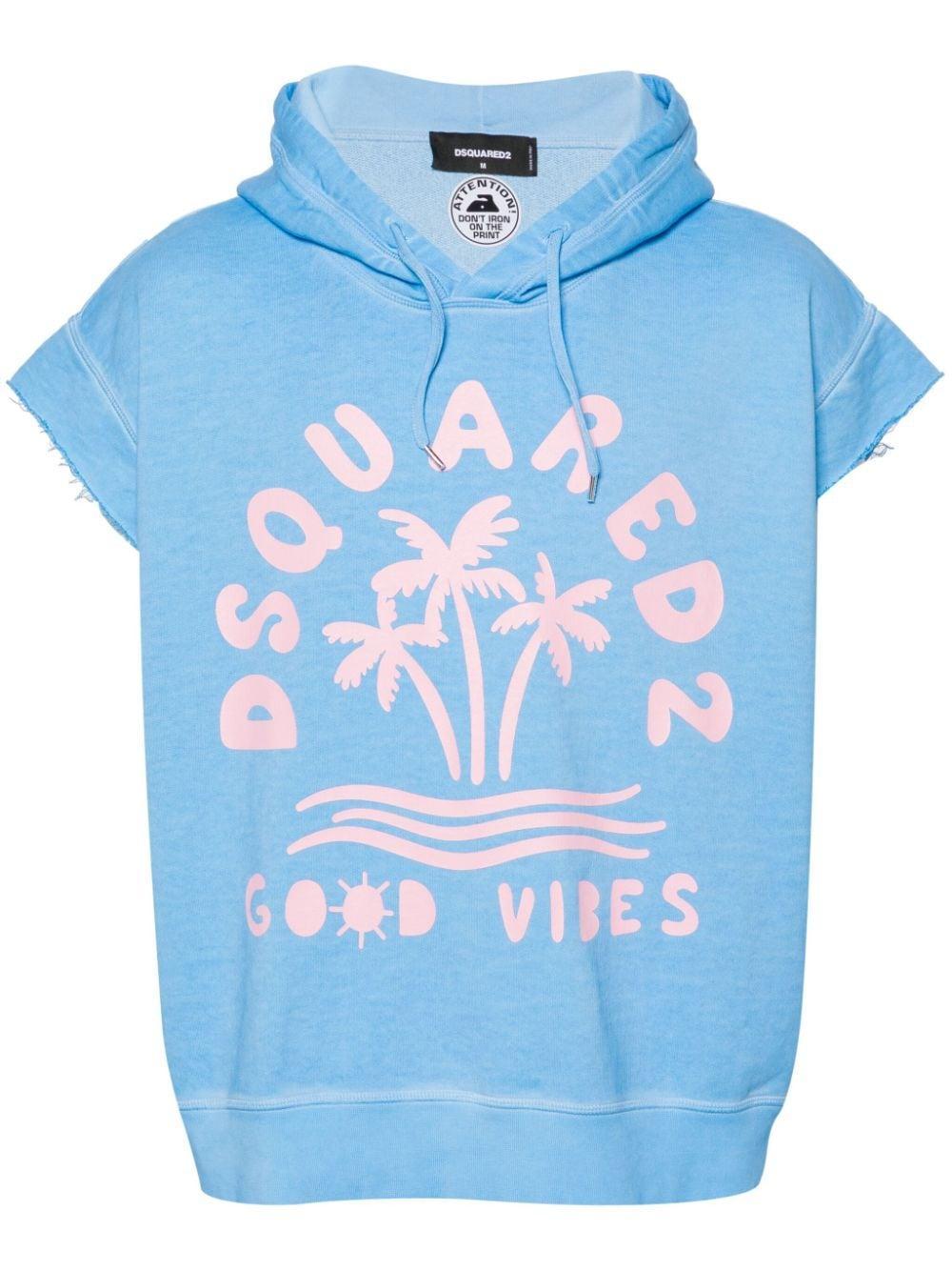 DSQUARED2 Adriana Short-sleeve Hoodie In Blue Product Image