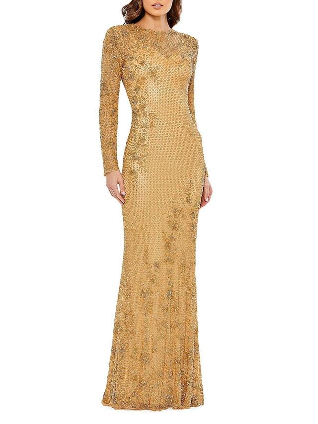 Womens Embellished Long Sleeve Gown Product Image