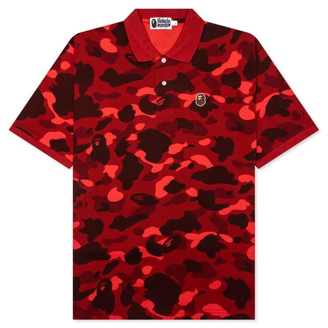 Color Camo Large Ape Head Relaxed Fit Polo Shirt - Red Male Product Image