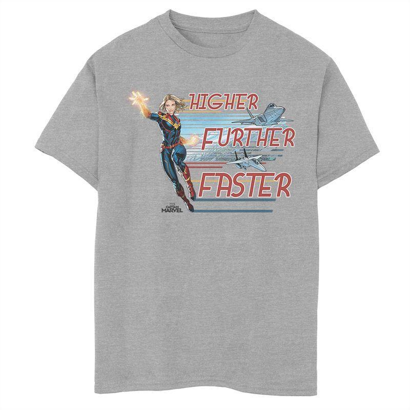 Girls 7-16 Captain Marvel Higher Further Faster Fighter Jets Tee, Girls Athletic Grey Product Image