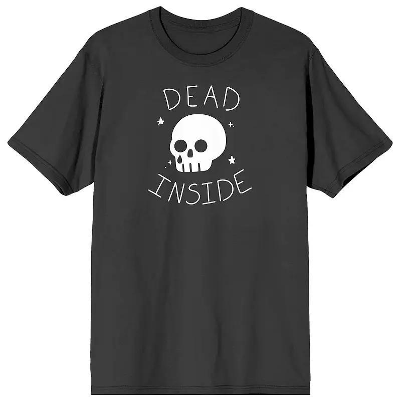 Mens Halloween Cartoon Skull Dead Inside Graphic Tee Product Image