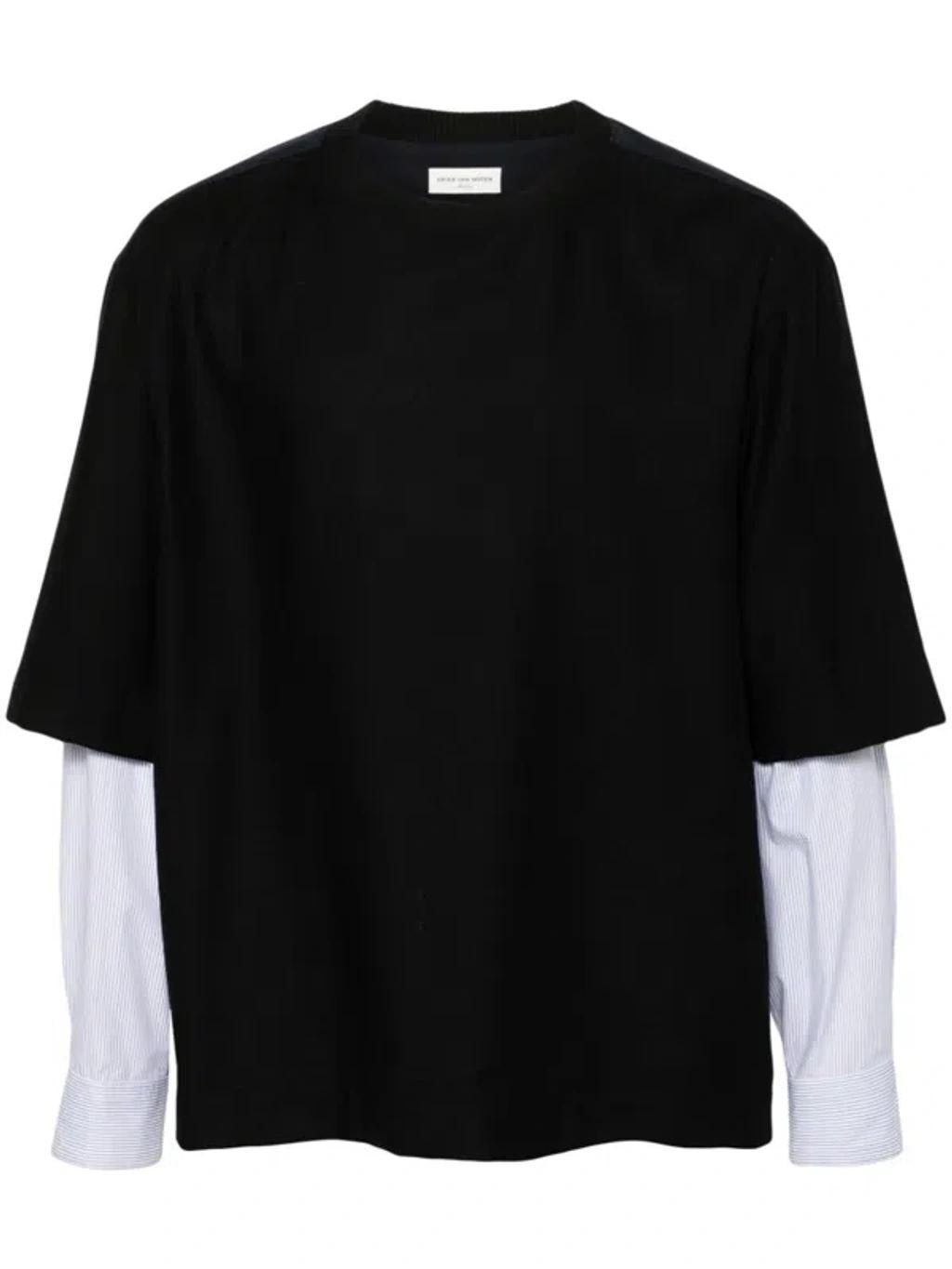 DRIES VAN NOTEN Black & Navy Paneled T-shirt Product Image