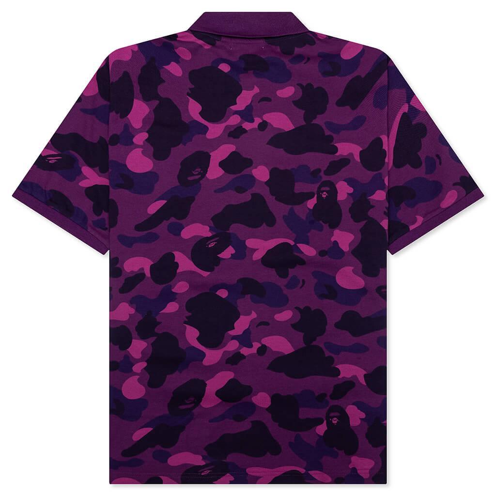 Color Camo Large Ape Head Relaxed Fit Polo Shirt - Purple Male Product Image