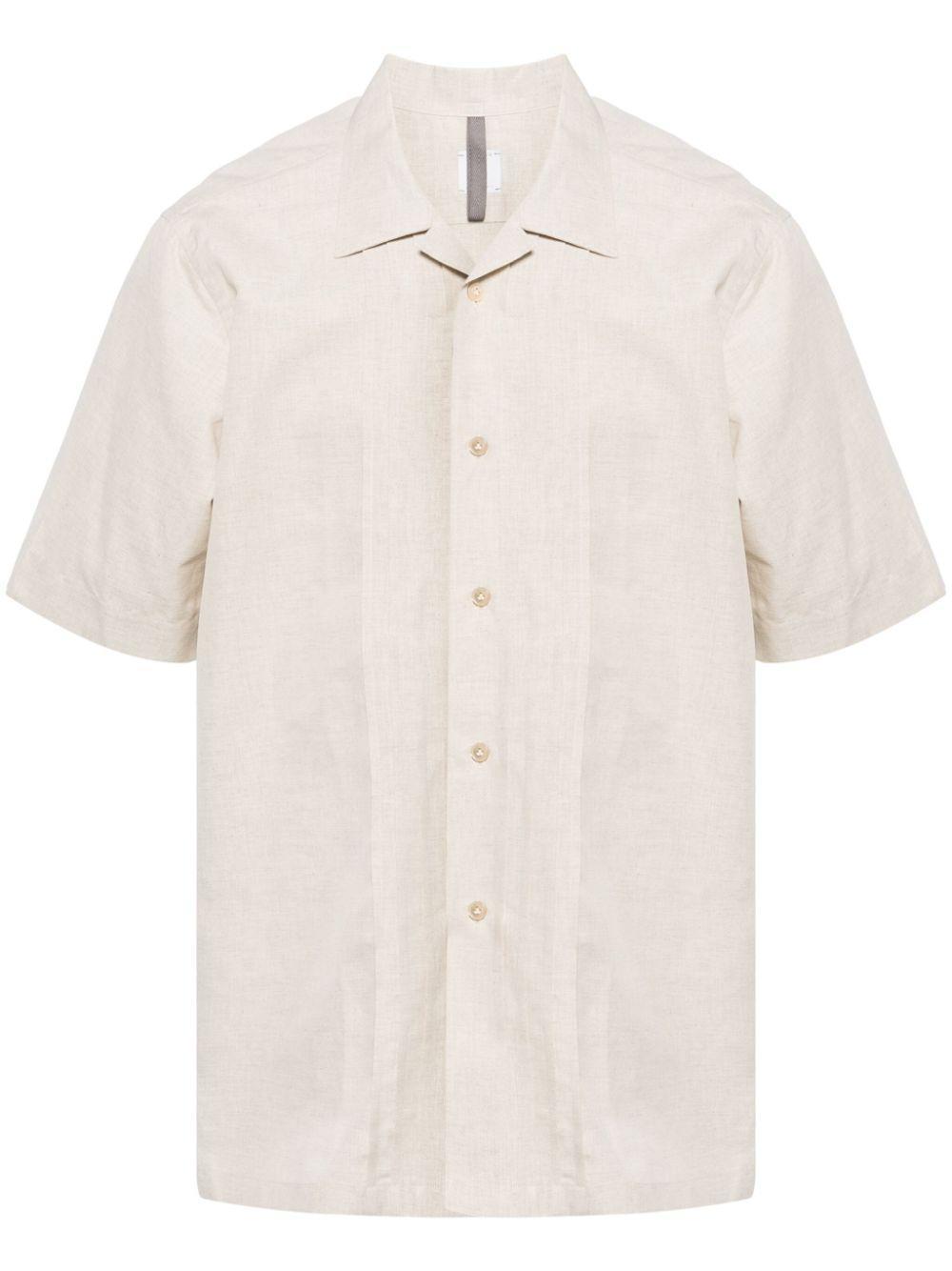 Bowling-collar Short-sleeve Shirt In Neutrals Product Image