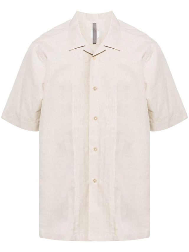 Bowling-collar Short-sleeve Shirt In Neutrals Product Image