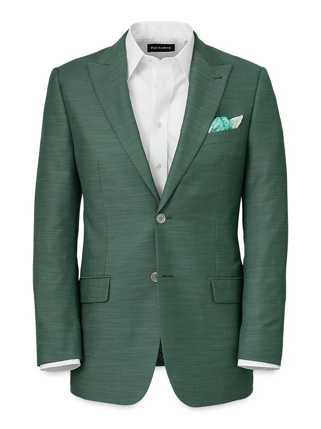 Performance Blend Single Breasted Peak Lapel Suit Jacket - Green Product Image