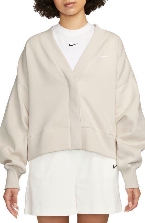 Nike Womens Nike NSW Phoenix Fleece OOS Cardigan - Womens Sail/Light Orewood Brown Product Image