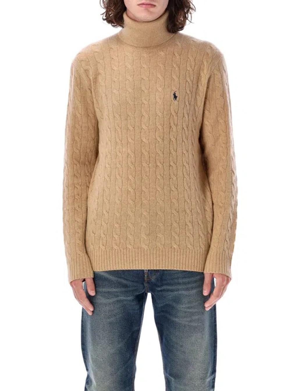 POLO RALPH LAUREN Cotton Cable-knit Sweater In Brown Product Image