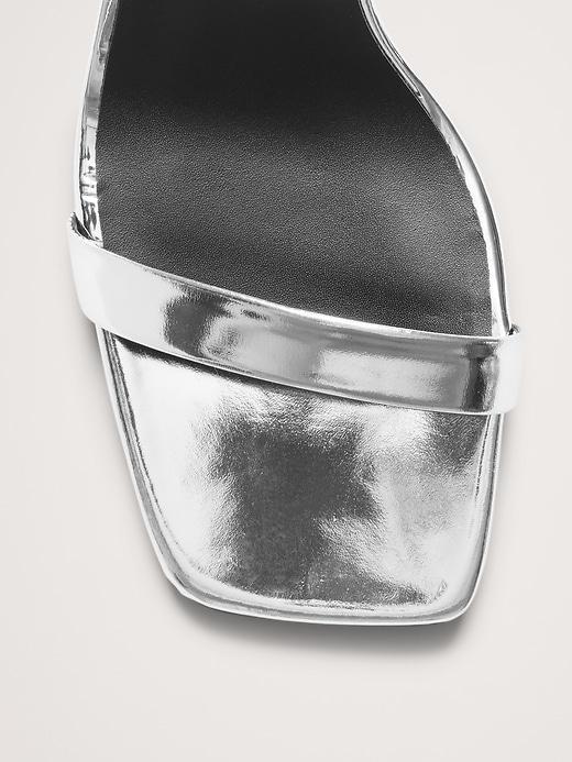 Italian Metallic-Leather Block-Heel Sandal Product Image