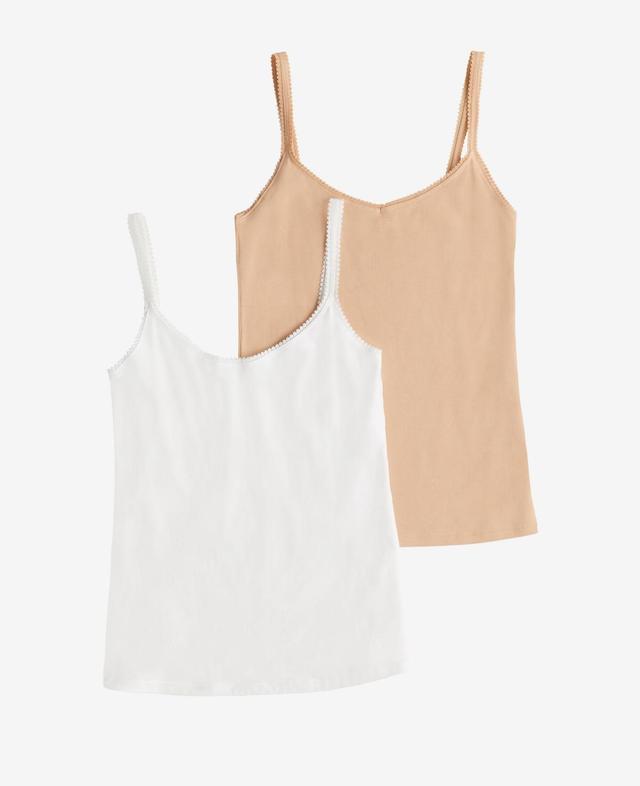 On Gossamer Womens Cotton Camisole, Pack of 2 1427P2 - Champagne, White Product Image